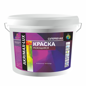 Краска моющаяся &laquo;AKRIMAX-LUX&raquo; акриловая, супербелая для внутренних и наружных работ